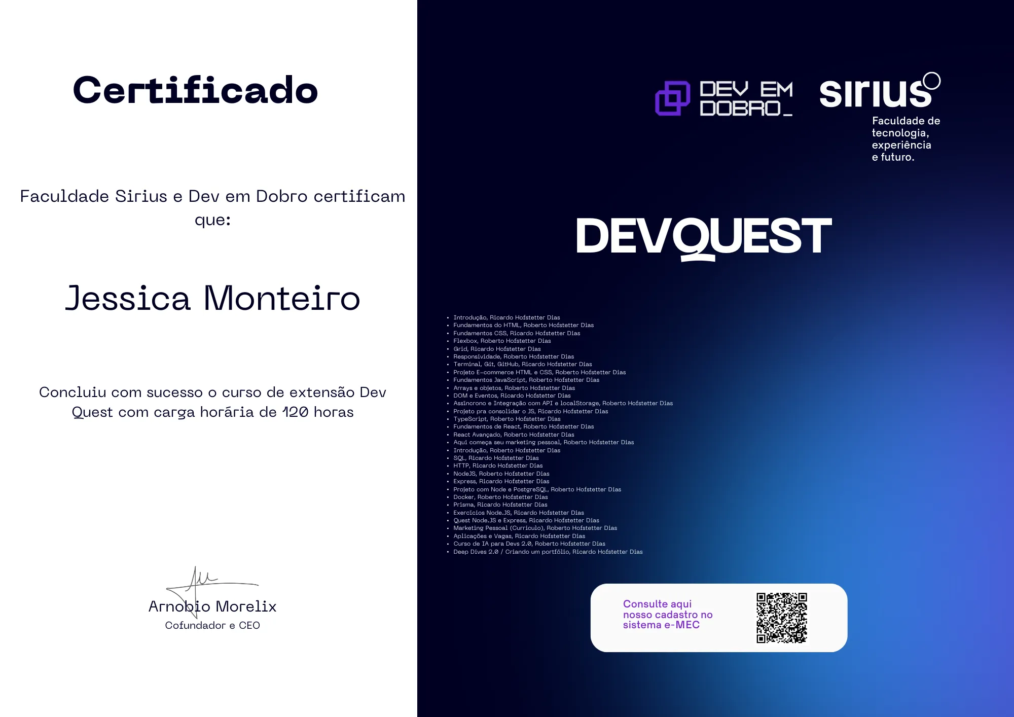 Modelo de certificado Dev em Dobro